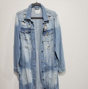 Long distressed Jean Jacket